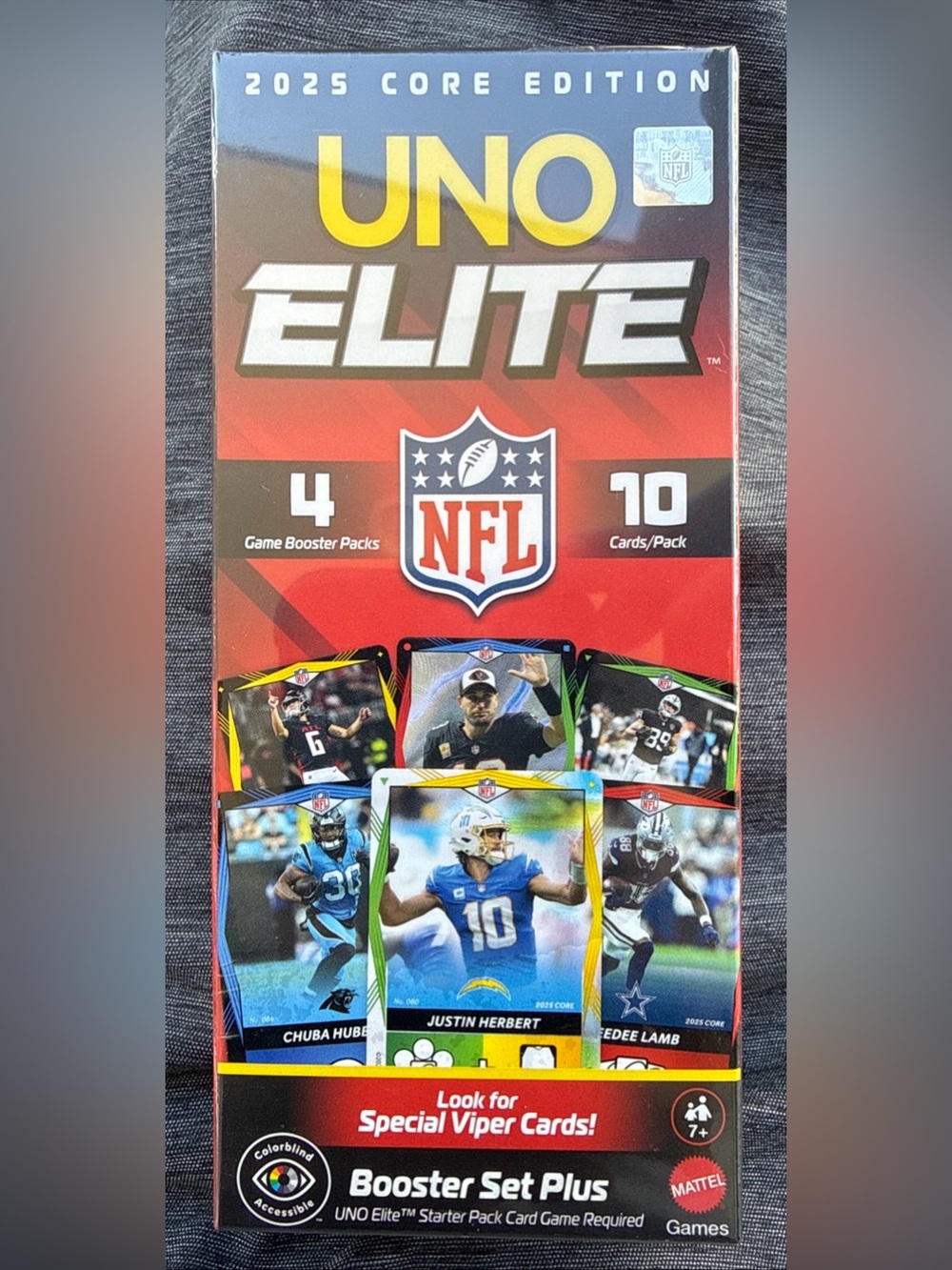 Mattel UNO Elite NFL Booster Packs Red Packaging